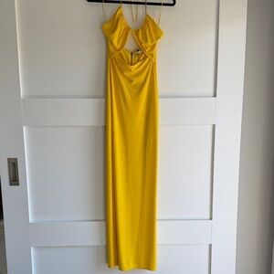 Alice + Olivia Vibrant Yellow Cutout Maxi Slip Dress